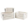 Wald Imports Wald Imports 8116-S3 Medium Whitewash Wood Crates; Set of 3 8116/S3